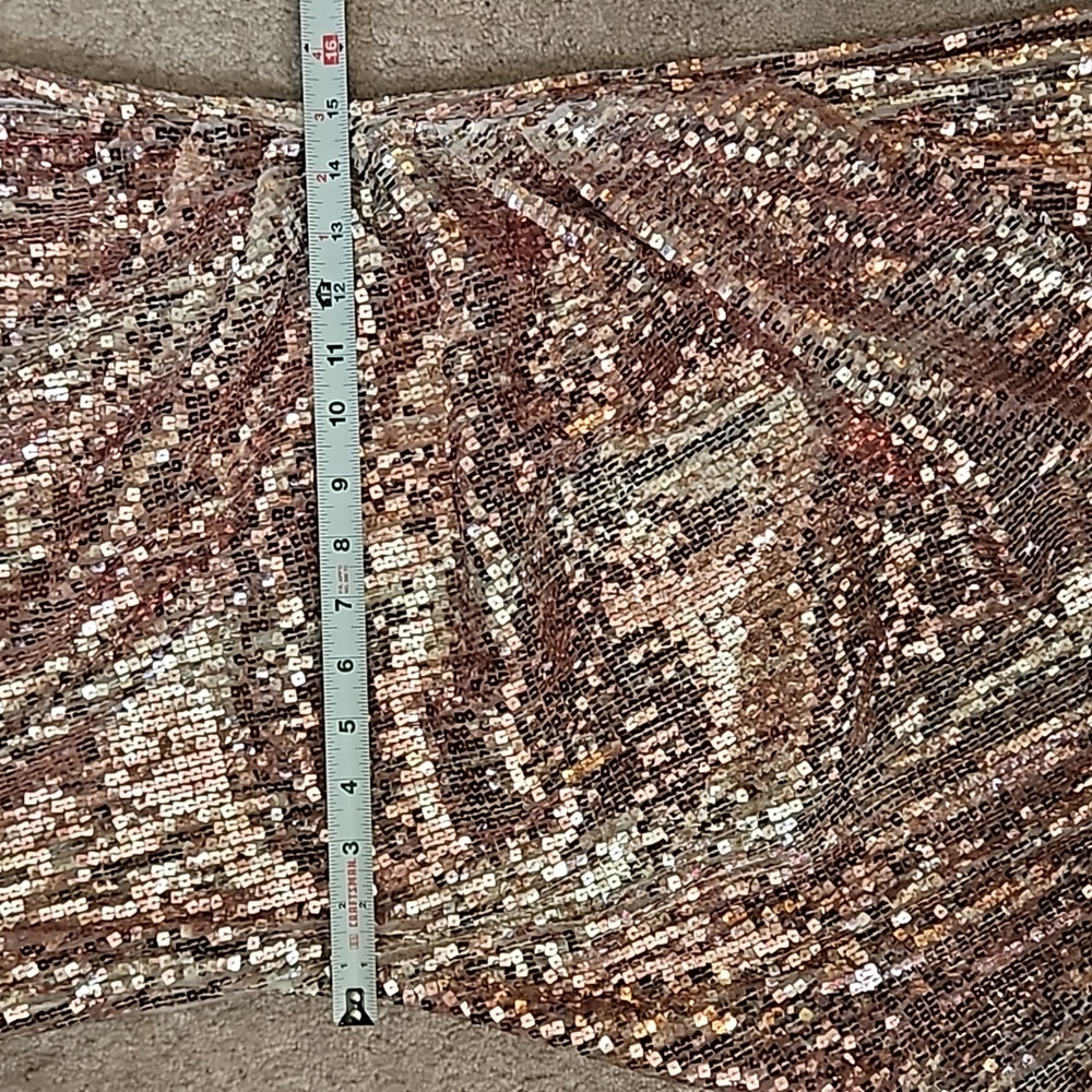 Boston Proper Pink Rose Gold Ruched Sequin Mini Cocktail Dress - Picture 8 of 13
